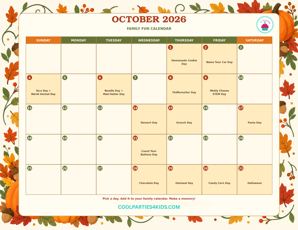 October Family Fun Calendar